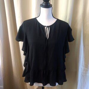 Black ruffle blouse